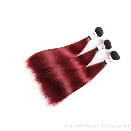 Megalook Cuticle Aligned Silky Straight Color 1b99J Human Hair Bundles, Straight Brazilian Hair Bundles